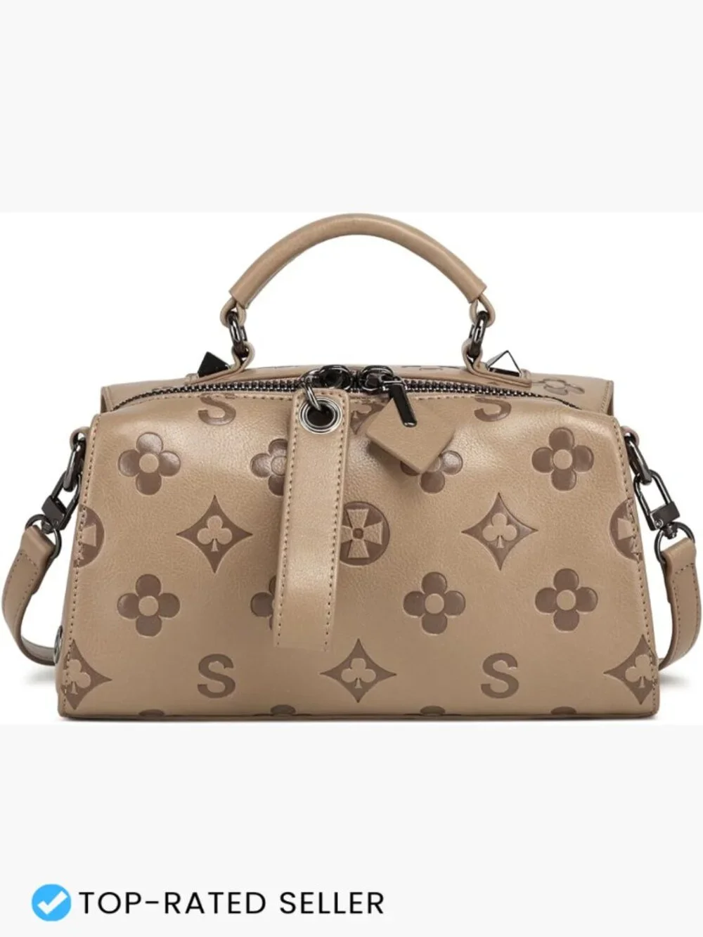 Small Embossed Top Handle Satchel Crossbody Bag Shoulder Purse Tote Clutch